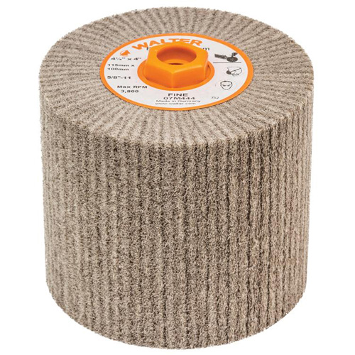 Tambour de conditionnement de surface Blendex, 4-1/2" dia. x 4" la, 5/8"-11 Arbre, Grain Fin R.M.G. Prévention
