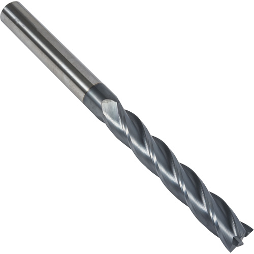 S237 30° Extra Long Square End Mill, 1/4" Dia., 4" L, 4 Flutes, 1/4" Shank, Carbide R.M.G. Prévention