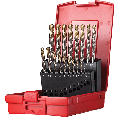 Jobber Length Drill Set, 19 Pieces, High Speed Steel R.M.G. Prévention