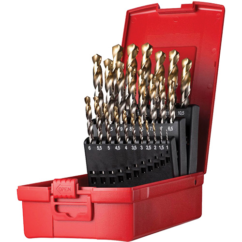 Jobber Length Drill Bit Set, 25 Pieces, High Speed Steel R.M.G. Prévention