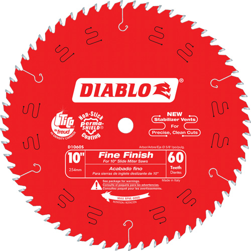 Contractor Saw Blades - Fine Finishing Saw Blades, 10", 60 Teeth, Wood Use R.M.G. Prévention