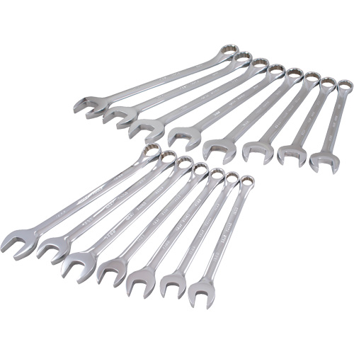 Mirror Chrome Wrench Set, Combination, 15 Pieces, Metric R.M.G. Prévention