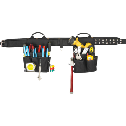 Combin&eacute;s de ceinture &agrave; outils &agrave; 20 pochettes, Polyester, Noir R.M.G. Prévention