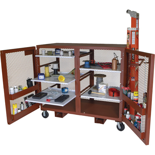 Armoire mobile en treillis, Acier, 49 pi³, Rouge R.M.G. Prévention