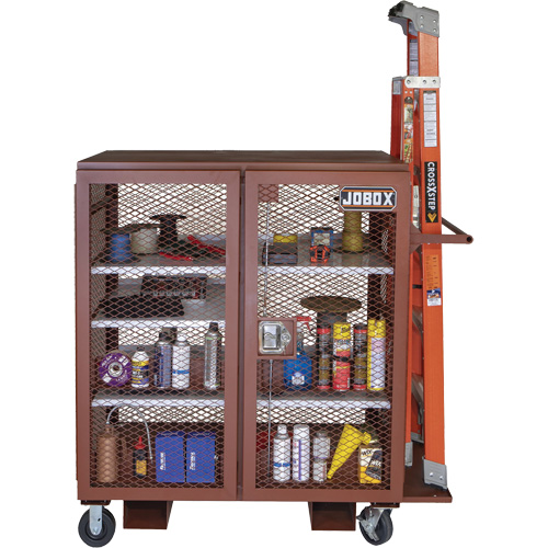 Mobile Mesh Cabinet, Steel, 37 Cubic Feet, Red R.M.G. Prévention