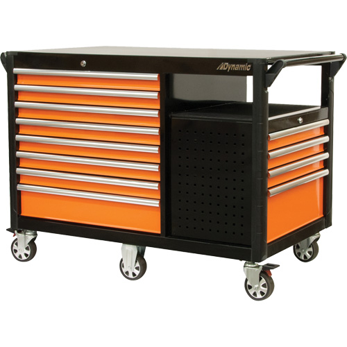 Chariot industriel, 12 tiroirs, 31-5/8" lo x 52-1/2" la x 40-1/4" h, Noir/Orange R.M.G. Prévention
