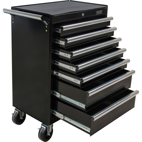 Industrial Tool Cart, 7 Drawers, 27" W x 18-3/4" D x 39" H, Black R.M.G. Prévention