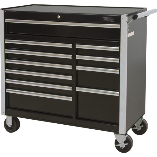Industrial Tool Cart, 11 Drawers, 41" W x 18-3/4" D x 39-1/3" H, Black R.M.G. Prévention