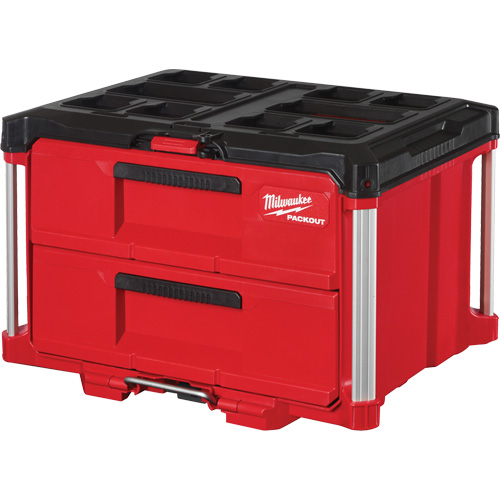 Boîte &agrave; outils avec 2 tiroirs Packout, 16-1/3" x 14-1/3" x 22-1/5", Rouge R.M.G. Prévention