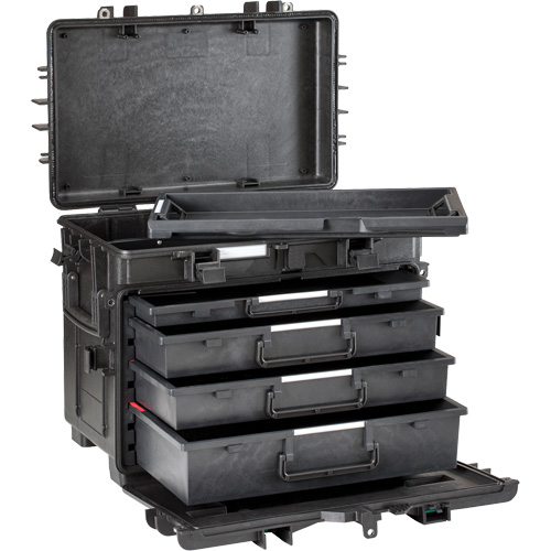 Military Mobile Tool Chest With Drawers, 4 Drawers, 22-4/5" W x 15" D x 18" H, Black R.M.G. Prévention