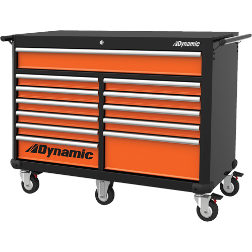 Roller Cabinet, 12 Drawers, 53" W x 24" D x 41" H, Black/Orange R.M.G. Prévention
