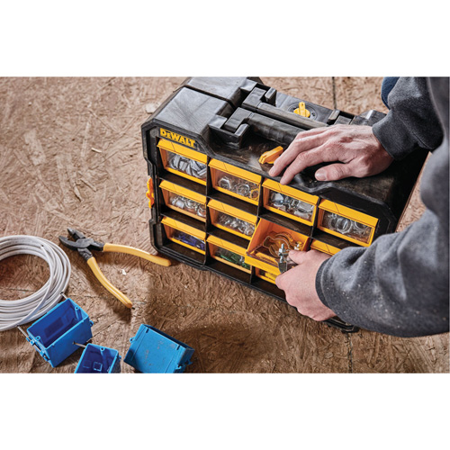 Organisateur Flip-Bin, 3-7/8" la x 17-3/4" p x 13-7/8" h, Noir/Jaune R.M.G. Prévention