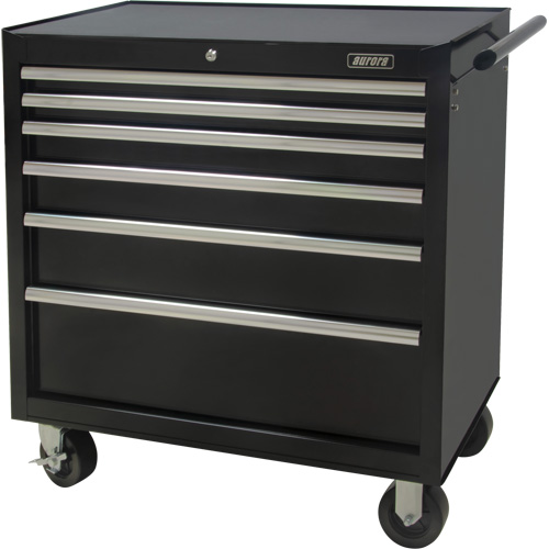 Industrial Tool Cart, 6 Drawers, 39" W x 20-4/5" D x 38-1/2" H, Black R.M.G. Prévention