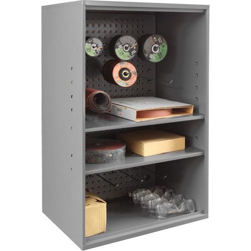Armoire d'entreposage de produits abrasifs avec panneau perfor&eacute;, Acier, 19-7/8" x 14-1/4" x 32-3/4", Gris R.M.G. Prévention