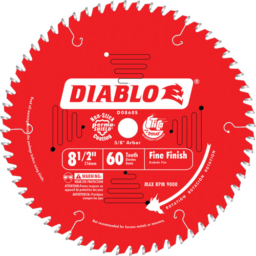 Contractor Saw Blades - Fine Finishing Saw Blades, 8-1/2", 60 Teeth, Wood Use R.M.G. Prévention