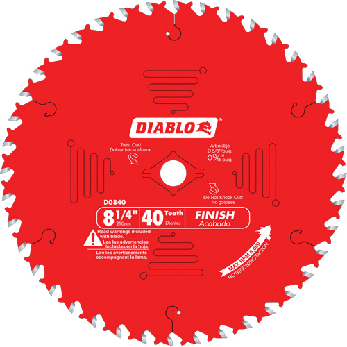Lames de scie pour entrepreneur - Lames de scie finition, 8-1/4", 40 dents, Pour Bois R.M.G. Prévention