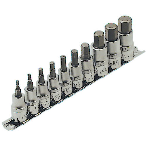 HSW3812-10 SAE Bit Socket Set, Hex, 1/2"/3/8" Drive, 10 Pcs R.M.G. Prévention