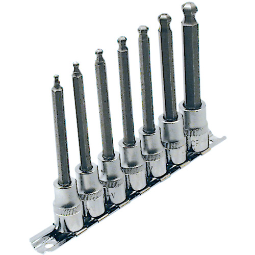LHSW-3807 SAE 4" Long Ball Nose Socket Set, Hex Ball, 3/8" Drive, 7 Pcs R.M.G. Prévention