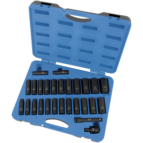 PS2712DC SAE/Metric Socket Set, 27 Pcs, Impact, 1/2" Drive Size, Deep R.M.G. Prévention