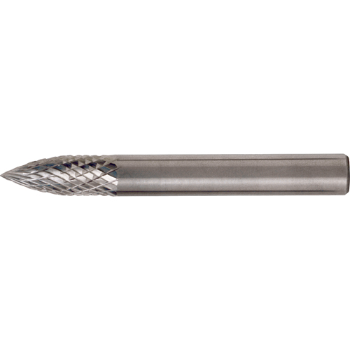 Solid Carbide Burrs - Tree Shape Pointed End, SG-5, 1/2" Dia., 1/4" Shank, 3/4" Depth of Cut R.M.G. Prévention