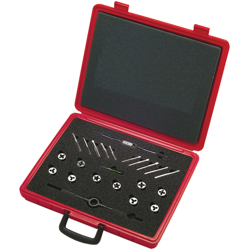 Tap & Die Sets with Production Hand Taps and Carbon Steel Round Adjustable Dies, 20 Pieces R.M.G. Prévention