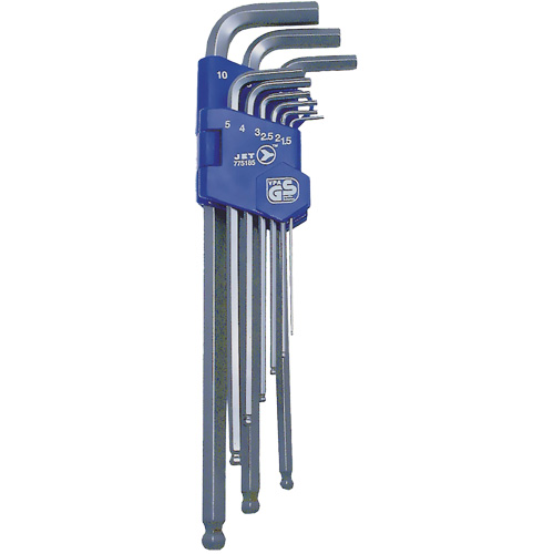 JBHK-9XLM Extra Long Ball Nose Hex Key Set, 9 Pcs., Metric R.M.G. Prévention