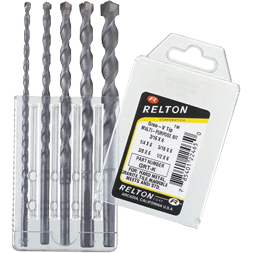Groo-V Tip Multi-Purpose Specialty Drill Bit Sets, 5 Pieces, Carbide R.M.G. Prévention