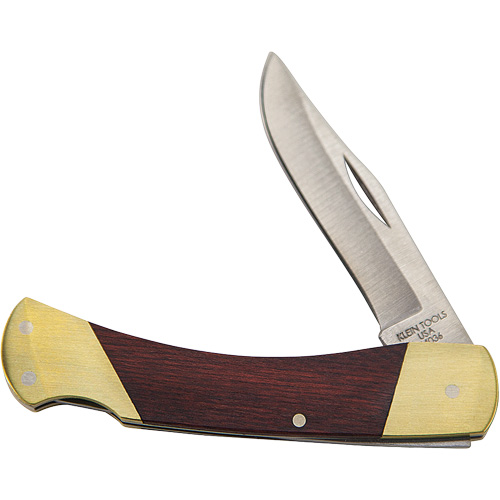 Couteau de sport avec poign&eacute;e incurv&eacute;e, 2-5/8" lame, lame en Acier inoxydable, poign&eacute;e en Bois R.M.G. Prévention