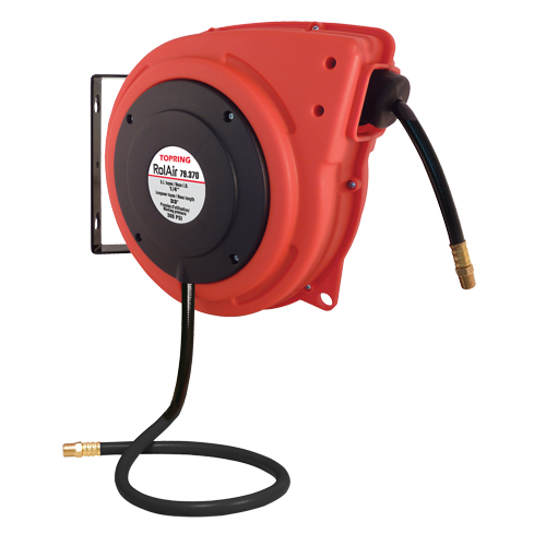 D&eacute;vidoir &agrave; enroulement automatique Rolair avec tuyau en PVC, Air, 3/8" x 50', Tuyau simple, 300 psi R.M.G. Prévention
