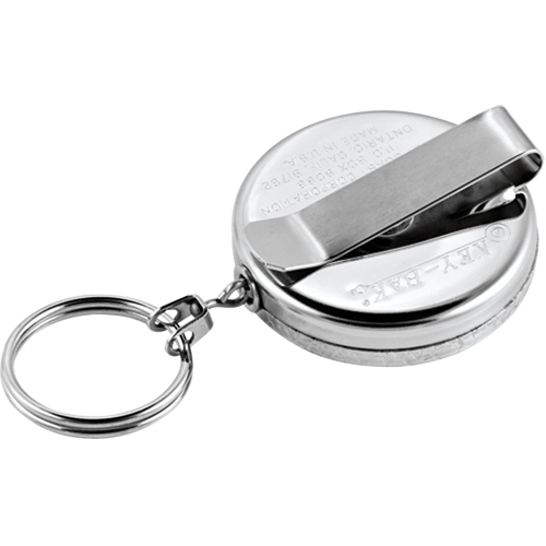 The Original Key Reel, Chrome, 24" Cable, Belt Clip Attachment R.M.G. Prévention