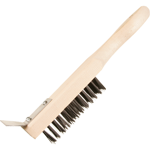 Brosse de nettoyage avec racloir, Acier, 5 x 13 rangs de fils, Longueur 11-3/8" R.M.G. Prévention