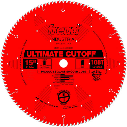 Lames de scie industrielle TCS - finition et coupe en travers, 15", 108 dents, Pour Bois R.M.G. Prévention