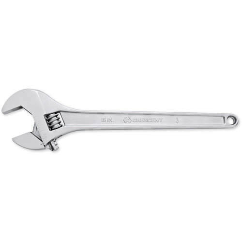 Adjustable Tapered Handle Wrench - Carded, 15" L, 1-11/16"/43 mm Max Width, Chrome/Polished R.M.G. Prévention