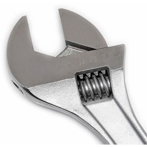 Adjustable Tapered Handle Wrench - Carded, 15" L, 1-11/16"/43 mm Max Width, Chrome/Polished R.M.G. Prévention