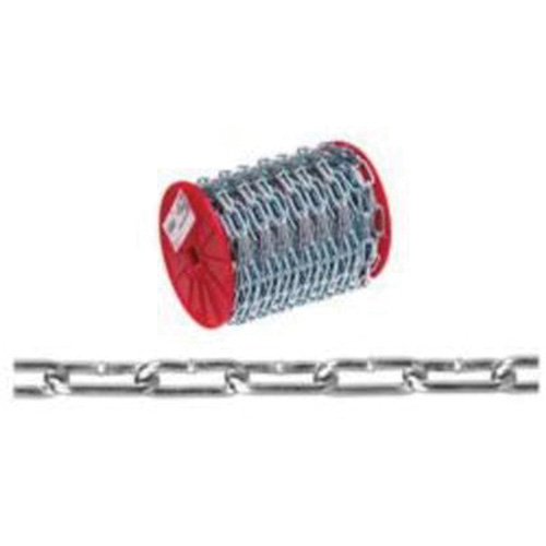 Straight Link Coil Chain, Low Carbon Steel, 2/0 x 120' (36.6 m) L, 520 lbs. (0.26 tons) Load Capacity R.M.G. Prévention