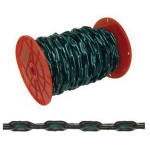 Straight Link Coil Chain with Green Sleeve, Low Carbon Steel, 2/0 x 60' (18.3 m) L, 520 lbs. (0.26 tons) Load Capacity R.M.G. Prévention