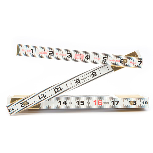 Red End&reg; Brick Mason Rule, 6' L, Wood, 1/16" Graduations R.M.G. Prévention