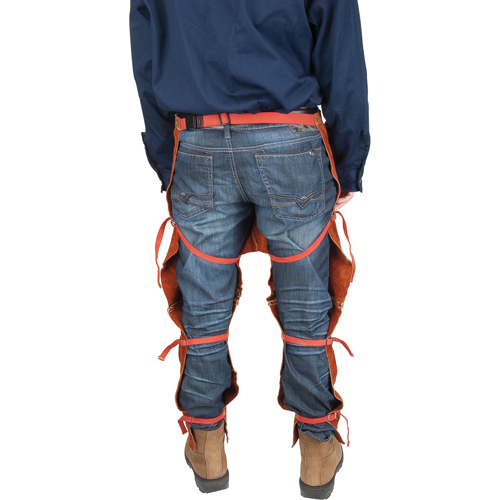 Tablier fendu aux jambes et jambi&egrave;res en cuir, 40" lo, Lava Brown R.M.G. Prévention