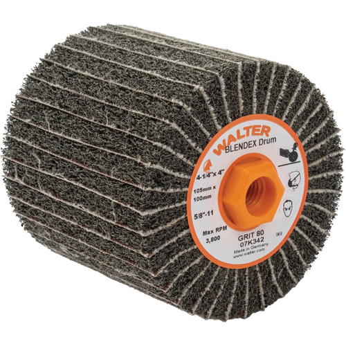 Tambours de finition Two-In-One, 4-1/4" dia. x 4" la, 5/8"-11 Arbre, Grain 80 R.M.G. Prévention