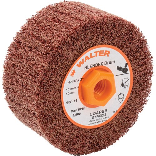 Tambour de conditionnement de surface Blendex, 4-1/4" dia. x 2" la, 5/8"-11 Arbre, Grain Cors&eacute; R.M.G. Prévention