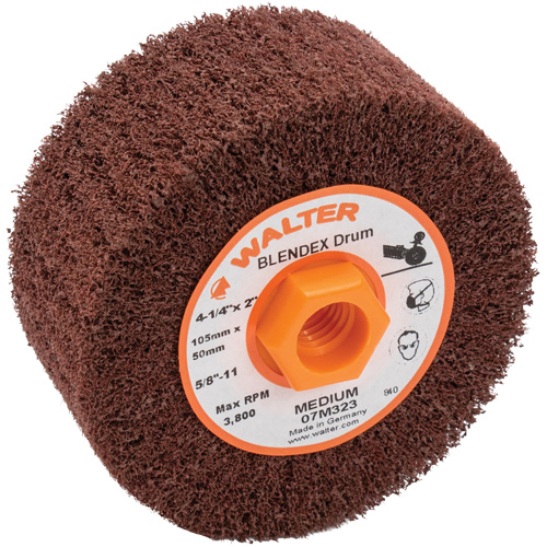 Tambour de conditionnement de surface Blendex, 4-1/4" dia. x 2" la, 5/8"-11 Arbre, Grain Moyen R.M.G. Prévention