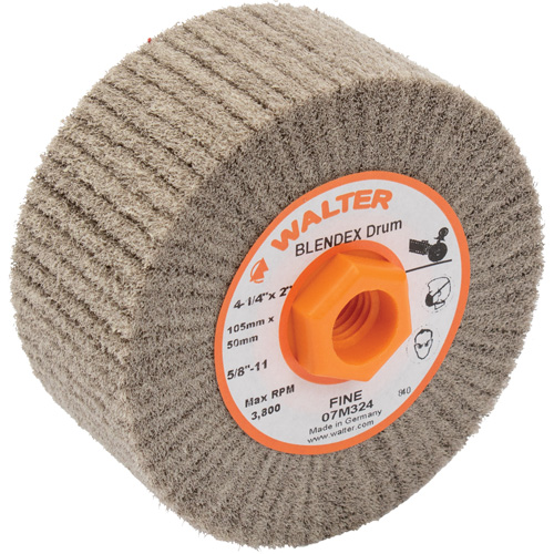 ALLSTEEL Blendex Surface Conditioning Drum, 4-1/4" Dia. x 2" W, 5/8"-11 Arbor, Fine Grit R.M.G. Prévention