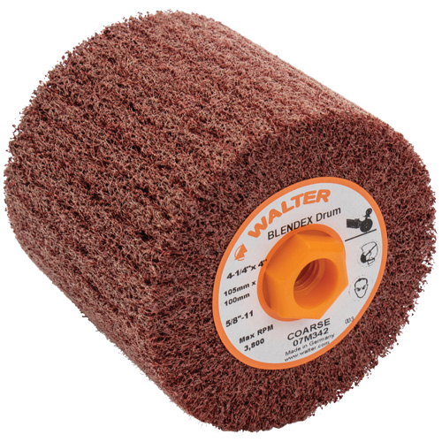 Tambour de conditionnement de surface Blendex, 4-1/4" dia. x 4" la, 5/8"-11 Arbre, Grain Cors&eacute; R.M.G. Prévention