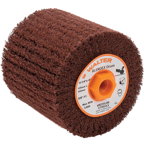 ALLSTEEL Blendex Surface Conditioning Drum, 4-1/4" Dia. x 4" W, 5/8"-11 Arbor, Medium Grit R.M.G. Prévention