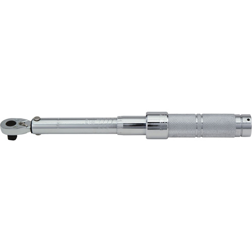 Ratcheting Head Micrometer Torque Wrench, Click, 1/2" Square Drive, 50 - 250 lbf. Ft R.M.G. Prévention