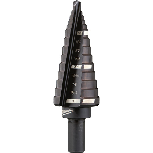 #8 Step Drill Bit, 1/2" - 1" , 1/16" Increments, High Speed Steel R.M.G. Prévention