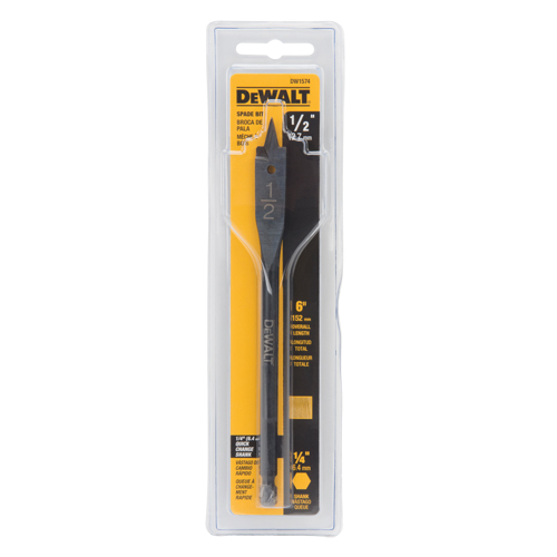 Spade Drill Bit, 1/2" Diameter, 1/2" Shank, 6" Length R.M.G. Prévention