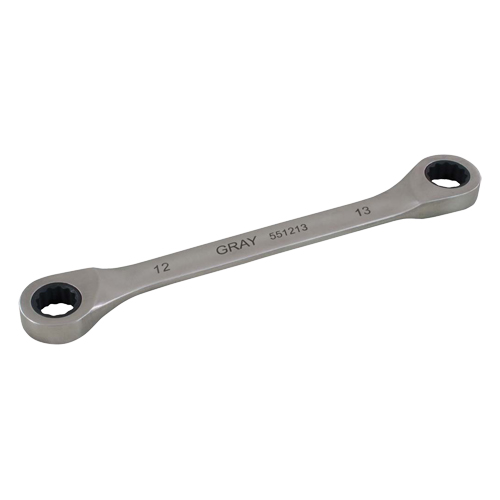 Double Box End Gear Ratcheting Wrench, 12 Point, 8 mm x 9 mm, Plain Finish R.M.G. Prévention