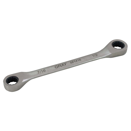 Double Box End Gear Ratcheting Wrench, 12 Point, 7/16" x 1/2", Plain Finish R.M.G. Prévention