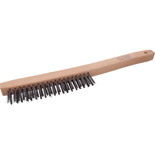 Brosse &agrave; r&eacute;curer industrielle &agrave; manche long, Acier, 3 x 19 rangs de fils, Longueur 14" R.M.G. Prévention